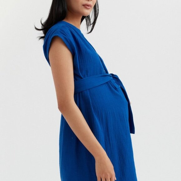 Carry Maternity Sage Green Ellie Gauze Nursing Shirt Dress - Picture 1 of 7